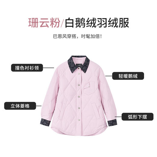 【商场同款】CNO5042 “ 巴恩风羽绒服 ” 菱形格结合珊云粉 甜酷范儿十足 包容显瘦鹅绒服 商品图4