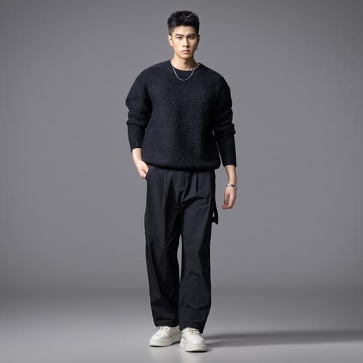 PINLI品立2025秋季新款粗针重磅宽松圆领针织衫男百搭休闲毛衣潮GD253110130 商品图4