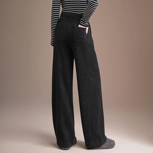 QYM H626-Y毛呢垂感阔腿裤松紧高腰直筒裤休闲裤 商品图2