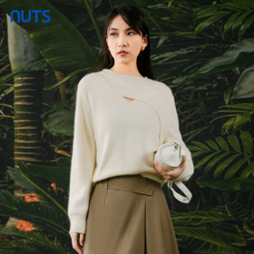 NUTS春秋季新款白色气质宽松显瘦百搭套头针织衫女411052278