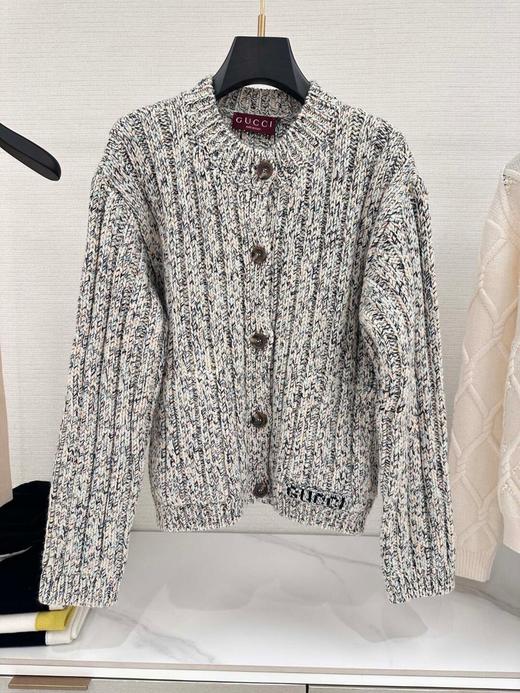 GY19-Gucci 2024秋冬新品 复古麻花彩纱羊毛针织单排扣开衫（LS*MM）-10.14直播款 商品图1