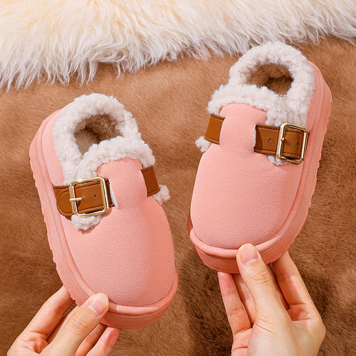 小黄鸭秋冬季新款男女童踩屎感厚底防滑亲子室内家居加绒保暖棉鞋24-44 商品图5