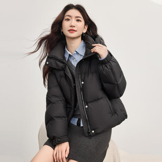 【10/15新品】熙世界暖炉冬日白鸭绒短款羽绒服女冬装厚款小个子面包服连帽外套 商品图5