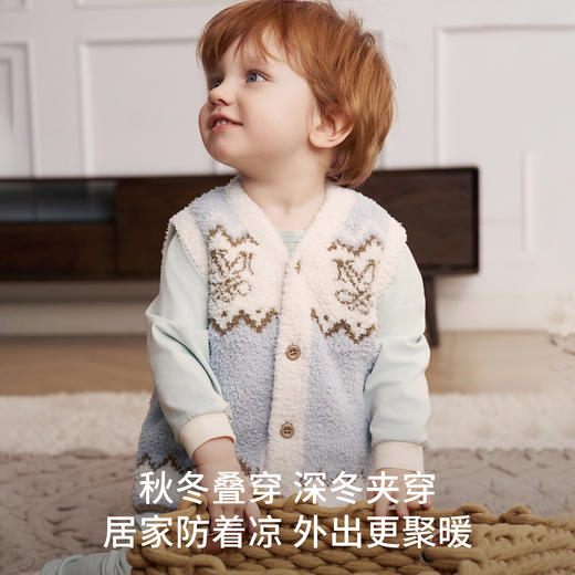 【宝宝服饰】嫚熙童装儿童马甲2025新款秋季半边绒保暖婴儿内搭小月龄宝宝背心 商品图1