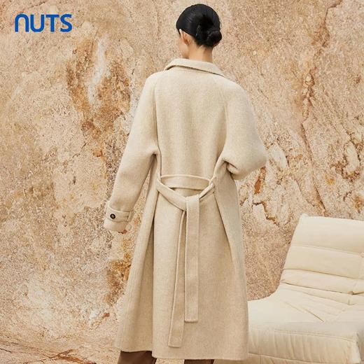NUTS商场同款秋冬高级感气质翻领简约双面毛呢大衣外套女343152036 商品图4
