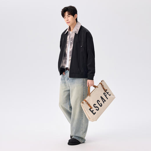 gxg.jeans男装 25秋款假两件外套潮流街头百搭男士翻领夹克校园通勤青少年外套K&C 商品图4