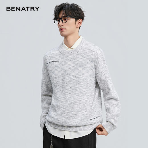 贝纳川冬季新品双纱圆领套头毛衣ECF416002 商品图1