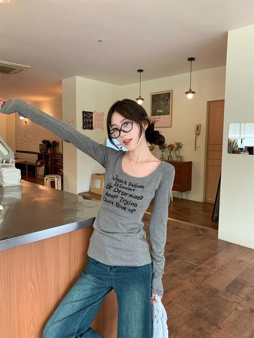 <曾小咸推荐> 辣妹字母U领长袖T 日常99/件 活动价59.99/件！【预售款，预计3-15天发货】 商品图11