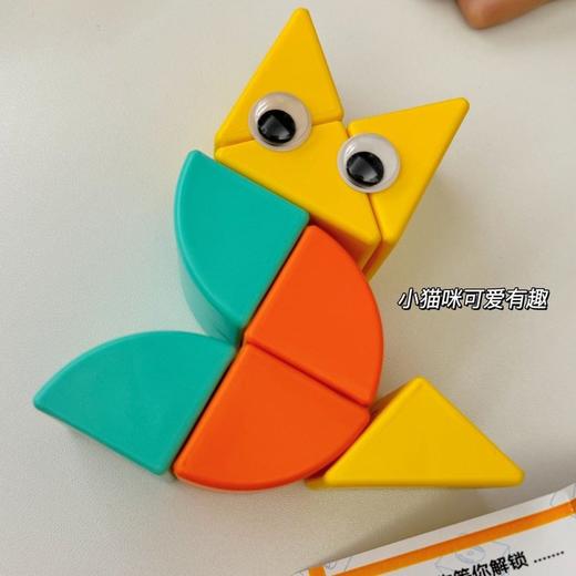 【让娃开窍的几何模型 下单赠收纳盒】囗袋几何磁力教具 色彩鲜艳的磁力积木!! 能拼出小船、小猫、小马好多可爱造型狗 还配了图纸，宝宝照着拼或者自由发挥都超有趣~ 商品图4