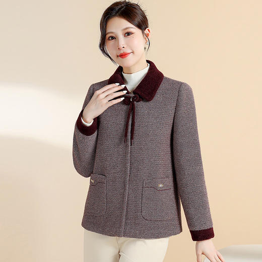 QYM CS25D77-Y优雅风仿貂绒外宽松厚款保暖毛呢休闲上衣 商品图1