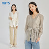 NUTS商场同款春秋季白色高级感气质通勤V领收腰衬衫女414013413 商品缩略图1
