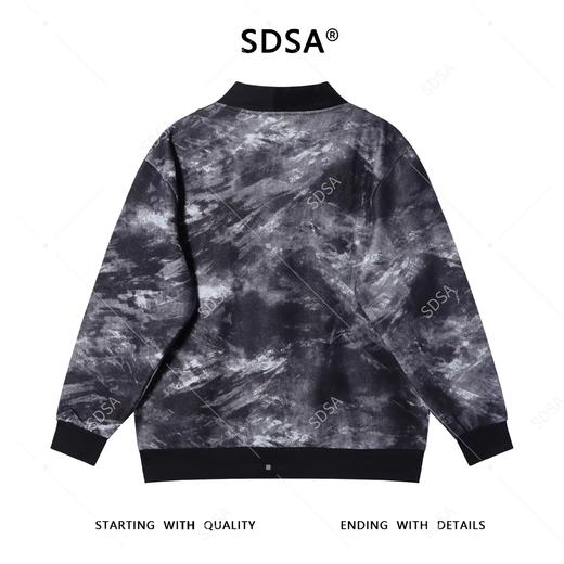 SDSA男士秋冬新款痞帅男装美式拼接开衫V领卫衣扎染重工百搭上衣 商品图4