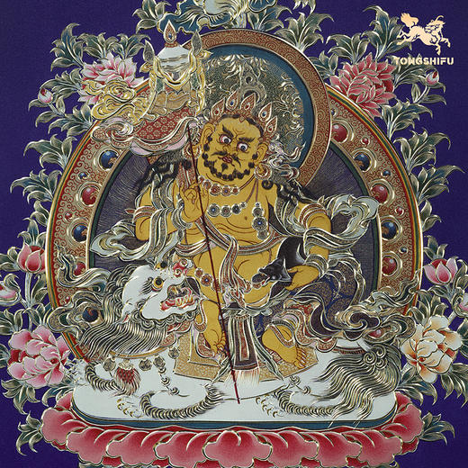 铜师傅 手工錾刻 铜雕画《财宝天王（桌面）》客厅桌面装饰画 商品图3