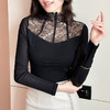 KQL 359H8358蕾丝拼接新款半高领烫钻上衣洋气t恤修身打底衫 商品缩略图1
