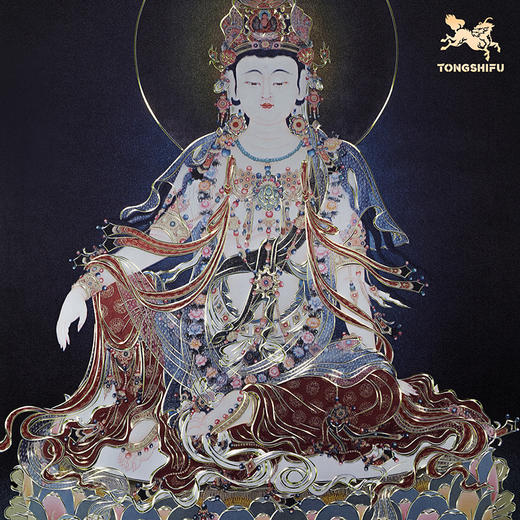 铜师傅 手工錾刻 铜雕画《水月观音（桌面）》客厅桌面装饰画 商品图3