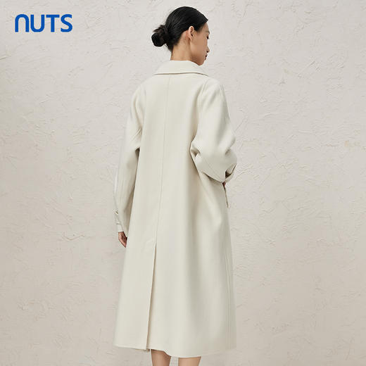 NUTS商场同款秋冬季高级感简约纯色翻领双面毛呢大衣女342152046 商品图4