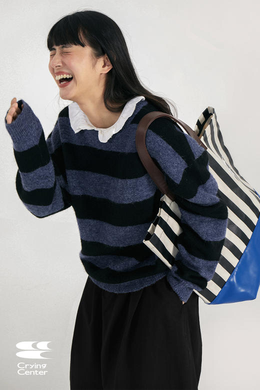 CryingCenter 宽条纹混羊驼毛针织衫毛衣 哭喊中心 商品图5