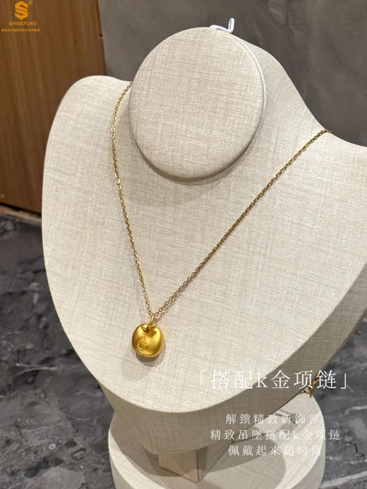 【品牌授权】【香港周六福】黄金钻石首饰 享福小胖福足金内嵌足银吊坠（附赠K金项链） 商品图5