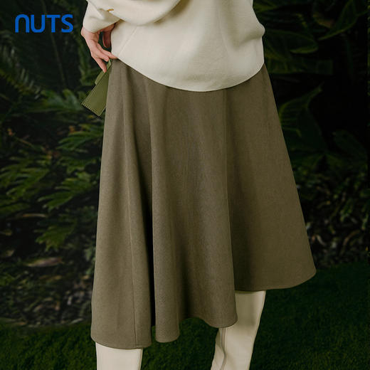 NUTS春秋季新款高级感气质高腰显瘦A字中长款连衣裙女411061177 商品图1