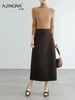 【浣熊绒羊毛针织】阿菁娜秋季新款高支羊毛直筒半裙松紧腰H型剪裁法式慵懒显瘦百搭F30D213002 商品缩略图2