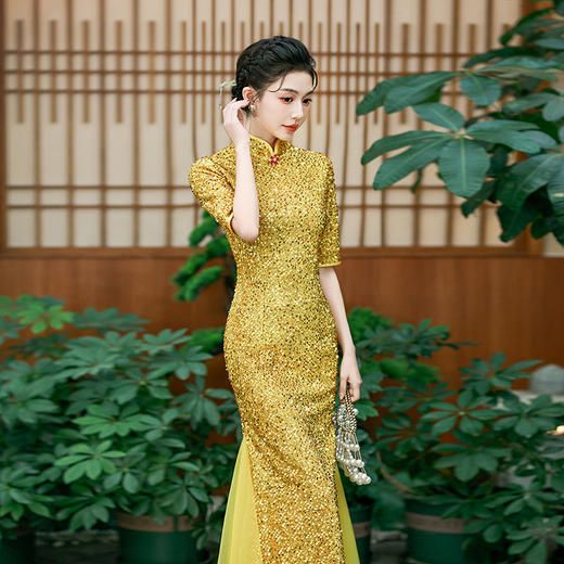 QC 188亮片走秀旗袍大气上档次良鱼尾 商品图2