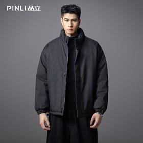 PINLI品立2025秋冬新款宽松立领短款棉衣男纯色潮牌百搭棉服外套GD253105099