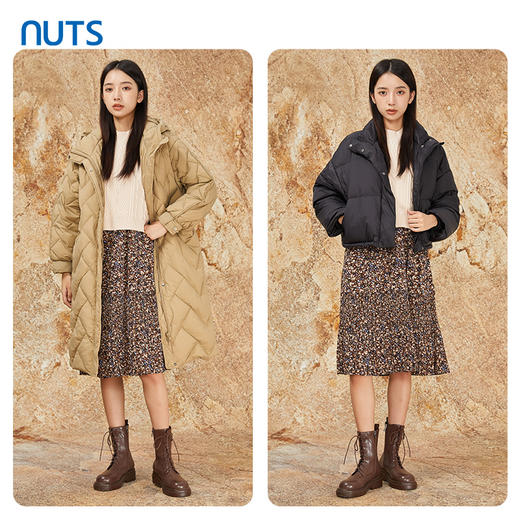 NUTS秋冬款时尚气质复古针织背心碎花长袖连衣裙套装女342102260 商品图3