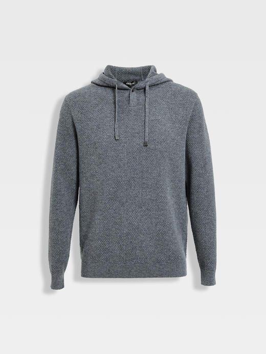 callisto海豚灰羊毛连帽毛衣 商品图0