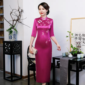 新品婚宴喜婆婆重礼服修身改良长款旗袍女中年妈妈中国风旗袍