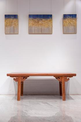 红桥红  家具严选  缅甸花梨（大果紫檀）  【216厚重版圆腿 画案】