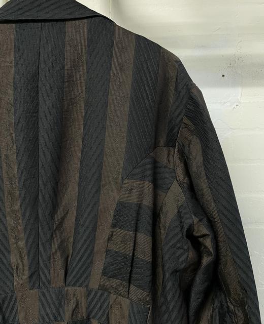 John Alexander Skelton 25AW 黑棕条纹蜂鸟提花丝棉中世纪夹克 商品图12