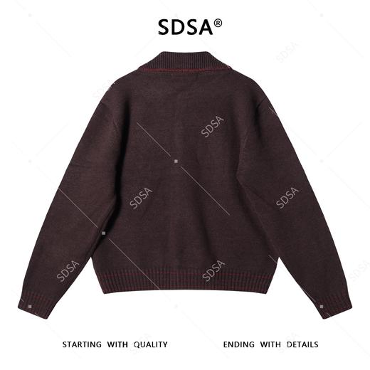2114SDSA男士秋冬新款痞帅男装复古撞色针织花朵缝线纽扣开衫翻领毛衣 商品图5