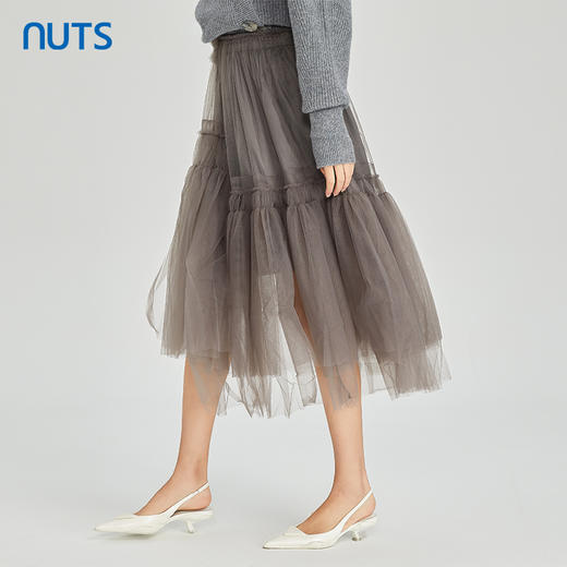 NUTS商场同款春秋季气质高腰宽松网纱中长款半身裙女413061399 商品图2