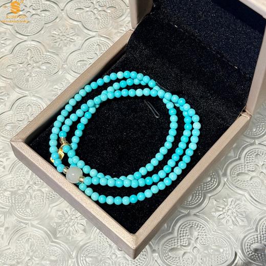 【品牌授权】【香港周六福】黄金钻石首饰 平安纳福夺目吸睛天然绿松石手串 商品图2