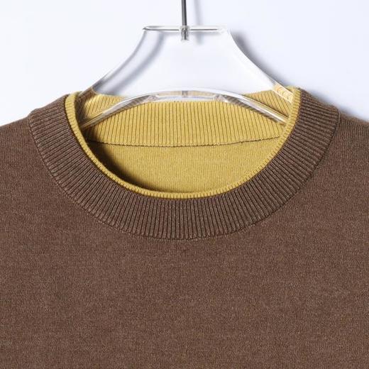 243029SDSA秋冬新款痞帅男装韩版撞色拼接口袋假两件毛衣时尚套头针织衫 商品图2