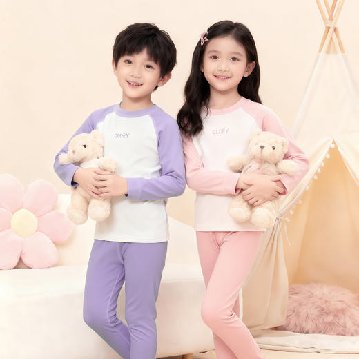 69元2套【轻梵 男女童保暖套装】双面磨毛A类标准 100-160码秋衣秋裤 无骨套装加绒 男女童保暖内衣 中大童打底衫！ ZXT 商品图7