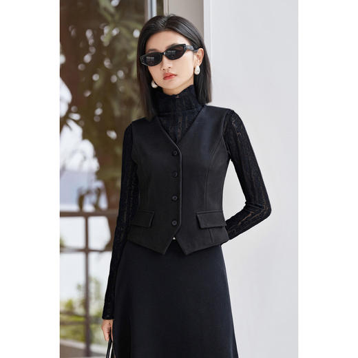 剩S/XL 米思西装马甲女款修身新款小众百搭时尚潮职业休闲时尚马甲外套5M25DN5426 商品图1