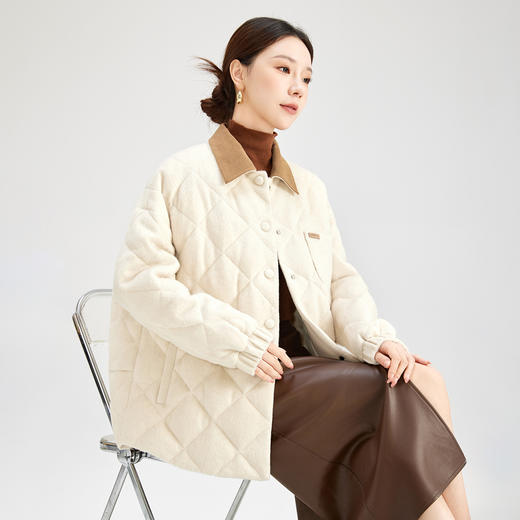 SM 8530菱格拼色领子鹅绒外套拼接设计感保暖 商品图3