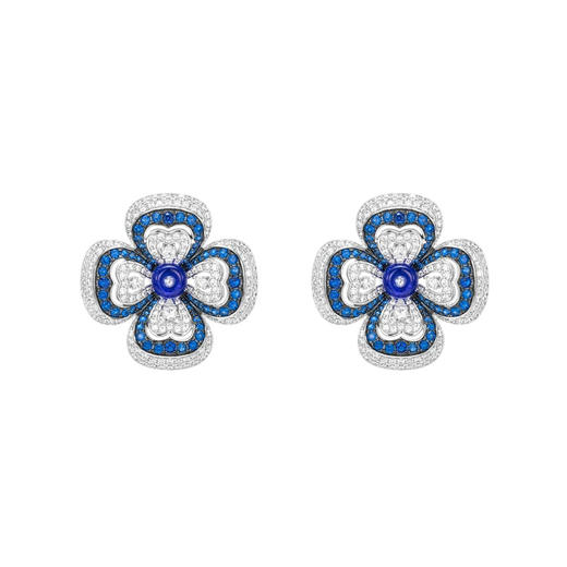  时尚欧美潮流蓝色花朵耳钉11693EB 商品图0