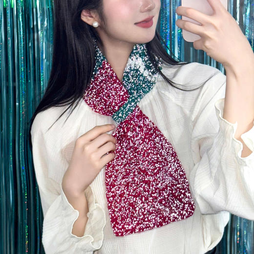 苏苏姐家许你耀眼圣诞围巾帽子手工DIY钩针反光毛线团自制材料包 商品图2