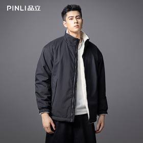 PINLI品立2025秋冬新款双面穿立领棉服外套宽松潮牌加厚休闲棉衣GD253105100