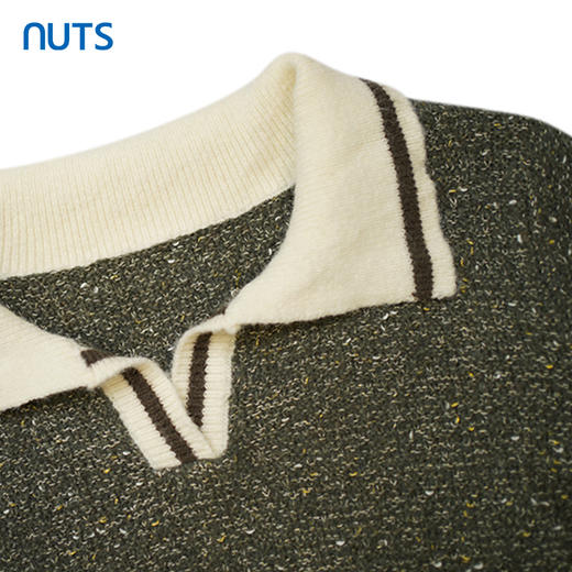 NUTS商场同款秋冬季设计感撞色翻领百搭短款套头针织衫女348052408 商品图4