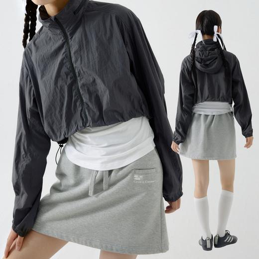 CryingCenter 深灰户外防紫外线轻薄短款连帽防晒外套 哭喊中心 商品图0
