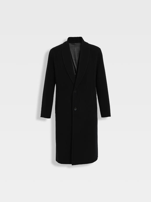 callisto黑色全羊毛青果领大衣 商品图0