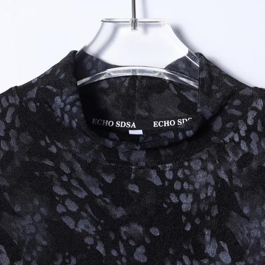 T4899SDSA男士秋冬新款痞帅男装潮牌简约撞色豹纹半高领长袖T恤休闲潮 商品图2