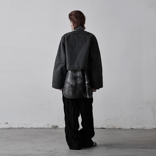 不裁 云尽秋·酵素重洗苦感棉短款三层袖外套 商品图2