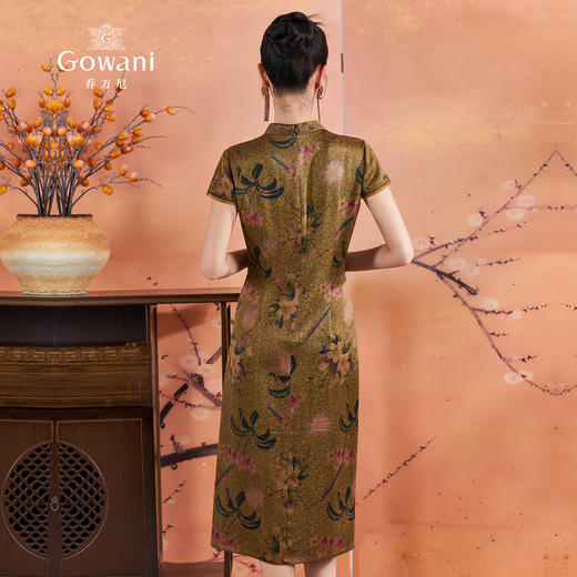 【東兰梨花图】【香云纱】乔万尼中式大气端庄收腰真丝连衣裙ED2E540 商品图4