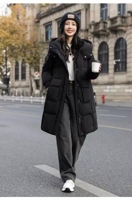 大牌同生产线！！高密面料不易粘毛/不易钻绒！！[绒子含量90%]9027高克重中长宽松羽绒服-喜出 商品图2