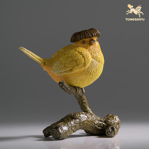 铜师傅《锅盖头鸟》客厅桌面铜鸟摆件 家居装饰工艺品 商品图2