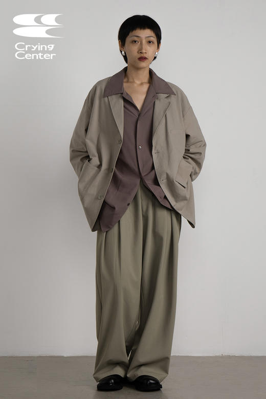 CryingCenter 香根草灰绿日系雾棉感不对称口袋宽松西装 哭喊中心 商品图5